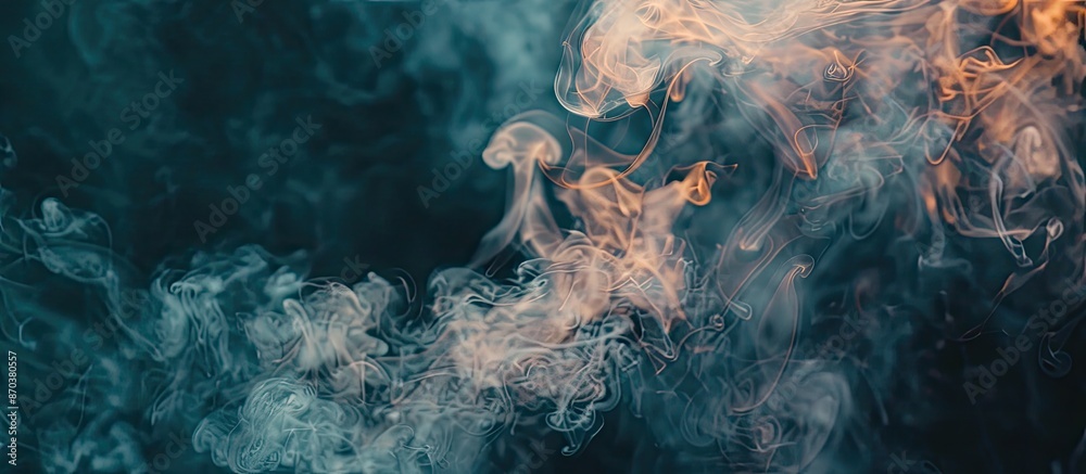 Poster a clear image of smoke against a dark backdrop, ideal for highlighting and accommodating pictures ef