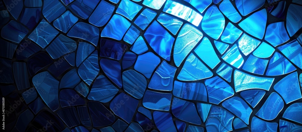 Aufkleber blue abstract background with mosaic pattern design and black copy space image.
