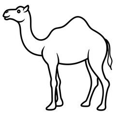 Camel line art vector design silhouette illustration.