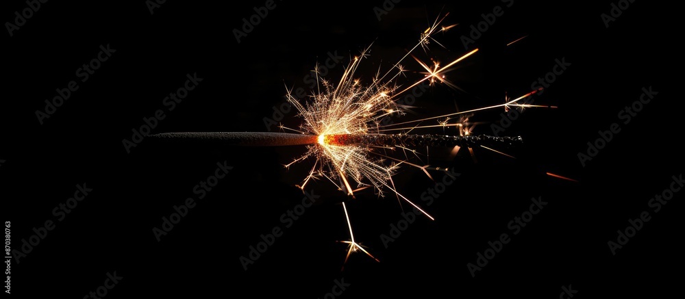 Poster a festive christmas sparkler displayed against a black backdrop, ideal for a copy space image.