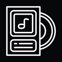 Black and White Music Player Icon