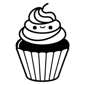 recommend clip art: Cupcake icon vector line art silhouette illustration.