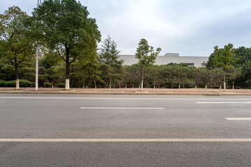 Empty urban road and buildings in the city