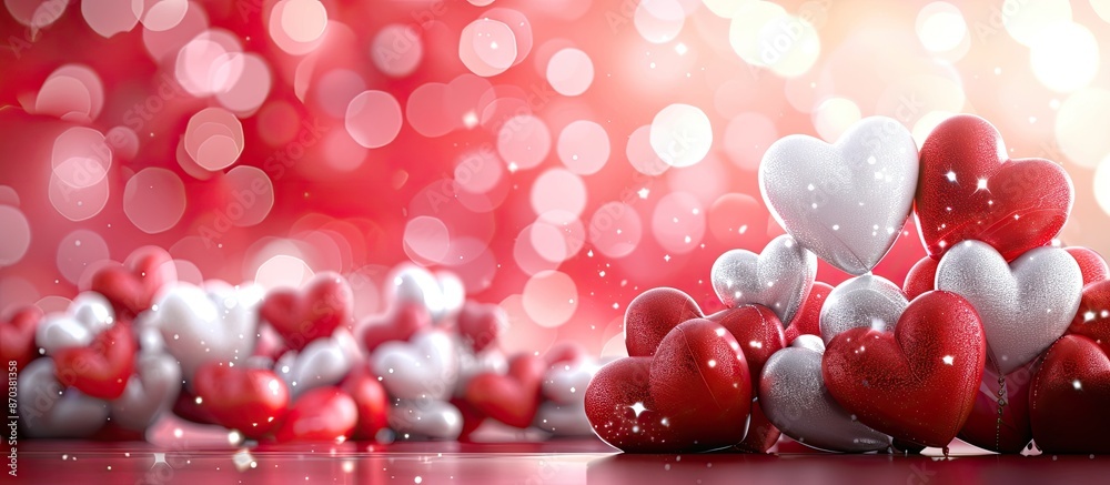 Aufkleber a valentine's day-themed background featuring red and white hearts with space for text or other elem