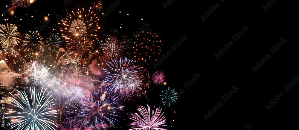 Poster Copy space image showcasing a stunning fireworks display for festive occasions.