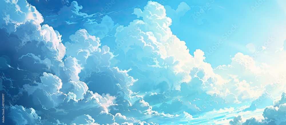 Poster a scenic view with a blue sky and fluffy white clouds provides a serene backdrop for your copy space