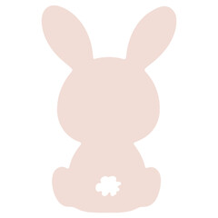 A simple pink bunny silhouette with large ears and a small tail