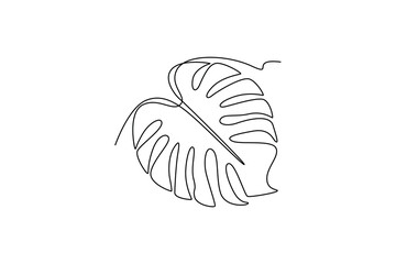 Leaves concept. Single line draw design vector graphic illustration.