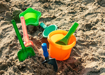 children's plasma toys on the beach, water and sand toys, summer