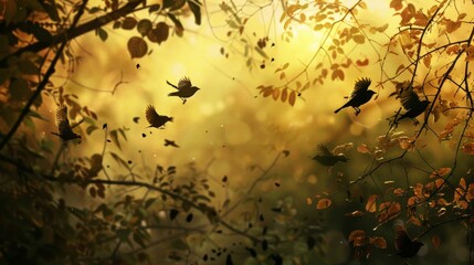 A symphony of bird songs fills the air, harmonizing with the rustle of leaves in the gentle breeze.