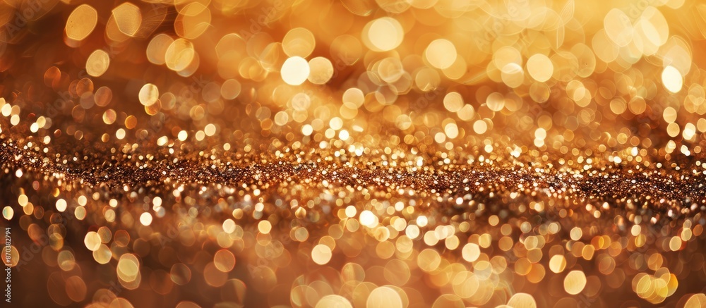 Poster Close-up shot of a festive gold glitter texture with sparkling sequins in a background with copy space image.
