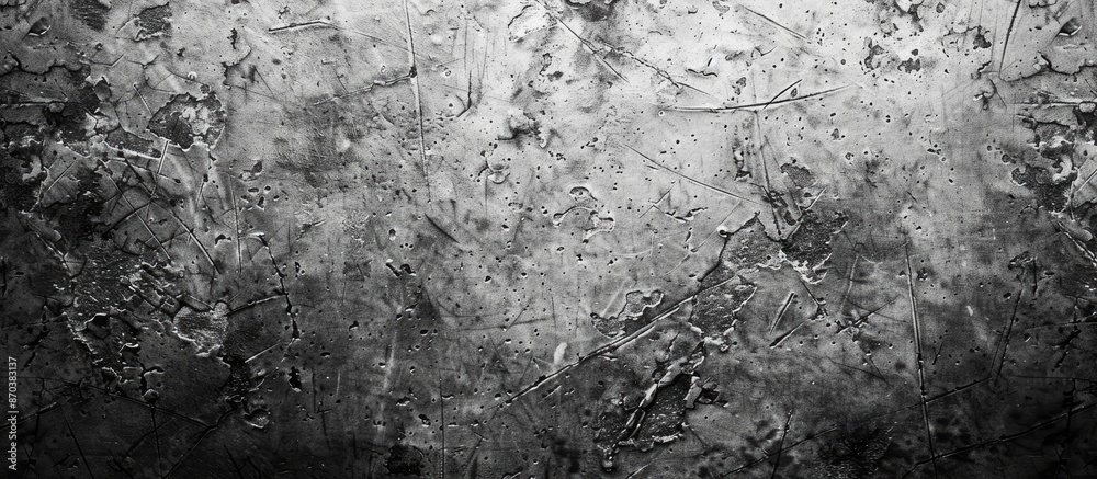 Poster Black and white image of a weathered textured surface with visible scratches, ideal for copy space.