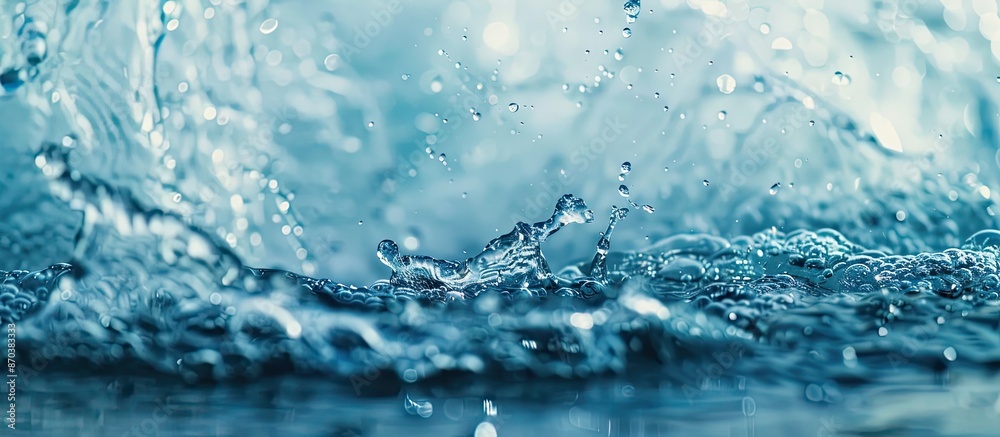 Aufkleber close up macro image of a splashing blue water with copy space.