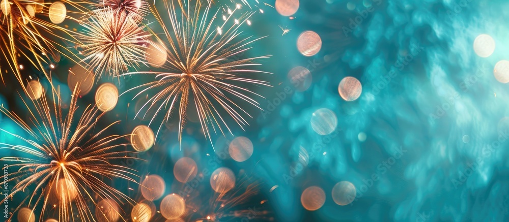 Poster Beach fireworks display with room for copy space image.