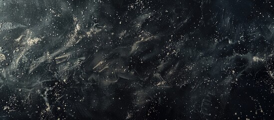 Fototapeta premium Black chalkboard with chalk dust creating a rustic chalkboard texture, providing ample copy space image for text or designs.