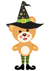 Halloween teddy bear with witch hat and boots