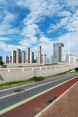 The century avenue of street scene in shanghai Lujiazui,China.
