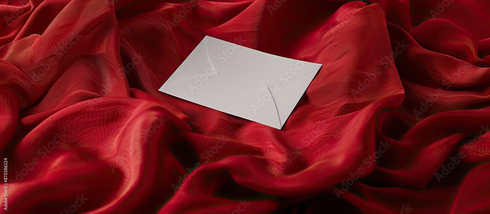 Aufkleber red cloth with a greeting paper card on it, providing a copy space image.