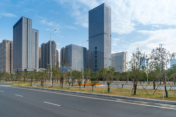 The century avenue of street scene in shanghai Lujiazui,China.