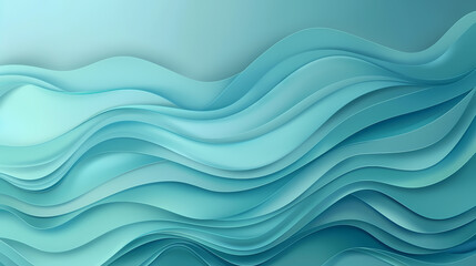 Abstract teal wave patterns in layered 3D design creating a sense of motion and fluidity.