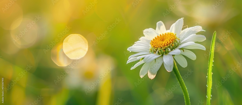 Poster a brazilian button flower or larkdaisy in full bloom against a soft focus green backdrop, perfect fo