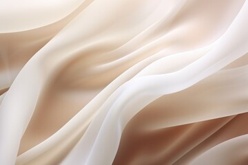 Obraz premium A white and tan fabric with a pattern that is not visible. The fabric is smooth and has a flowing texture