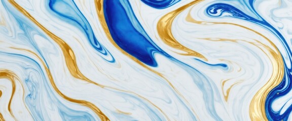 Obraz premium White and blue color with golden lines liquid fluid marbled texture background