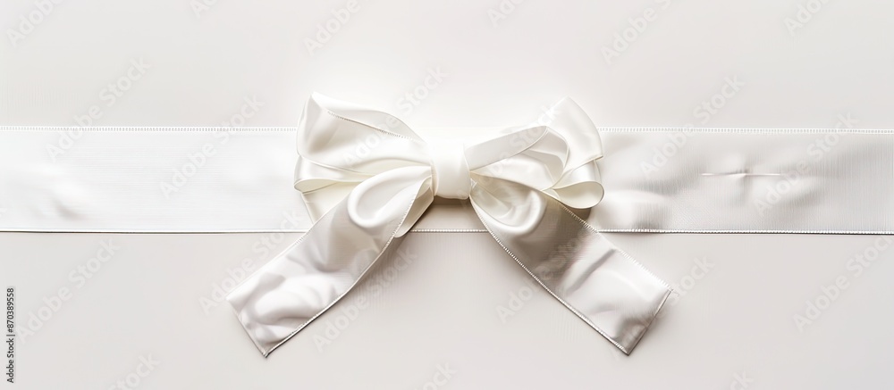Aufkleber White ribbon with matching bow for Christmas presents displayed on a white background with available copy space image.