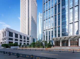 The century avenue of street scene in shanghai Lujiazui,China.