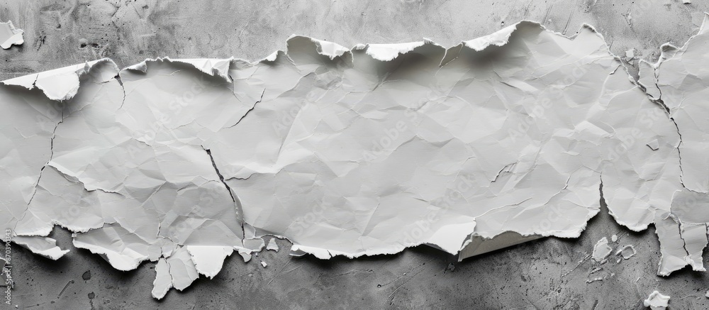Aufkleber Torn paper on gray backdrop with room for text in the image. copy space available