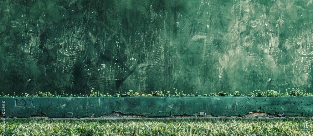 Poster Texture of aged artificial grass forming a backdrop with copy space image.