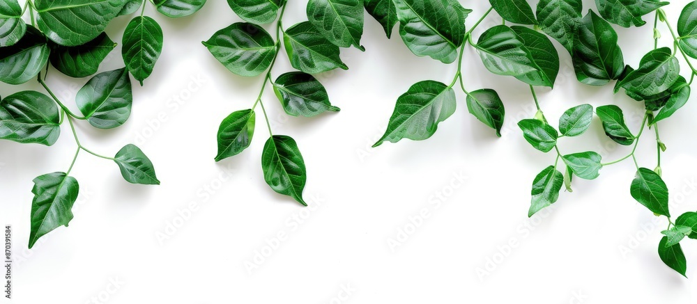 Fototapete isolated white background with a green leafy branch, offering ample copy space for advertising or im