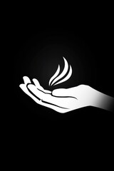 A hand holding a flame. Concept of warmth and comfort. The flame represents a source of light and energy, while the hand symbolizes protection and care
