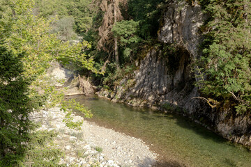 Aspropotamos River (Trikala, Greece) flows into the gorge