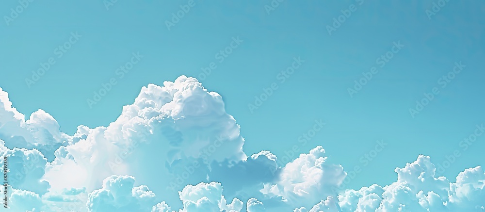 Poster background showcasing a serene scene with fluffy clouds against a blue sky, ideal for copy space ima