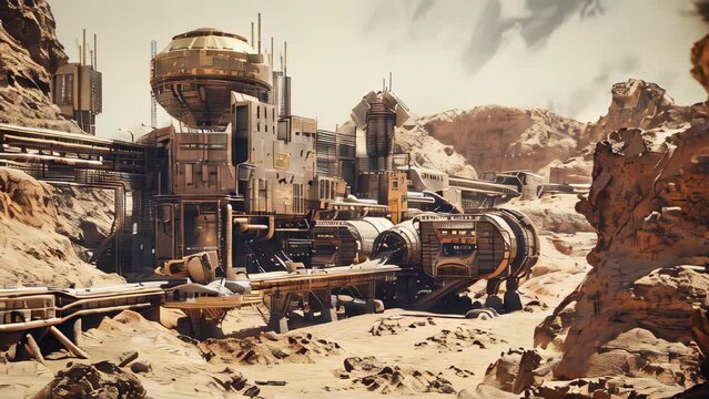 A mining facility on Mars