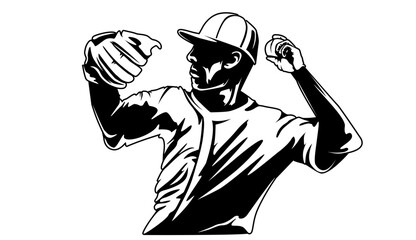 Baseball player. Baseball cap. Baseball sport theme vector illustration.