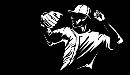 Baseball player. Baseball cap. Baseball sport theme vector illustration.