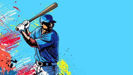 Baseball player. Baseball cap. Baseball sport theme vector illustration.