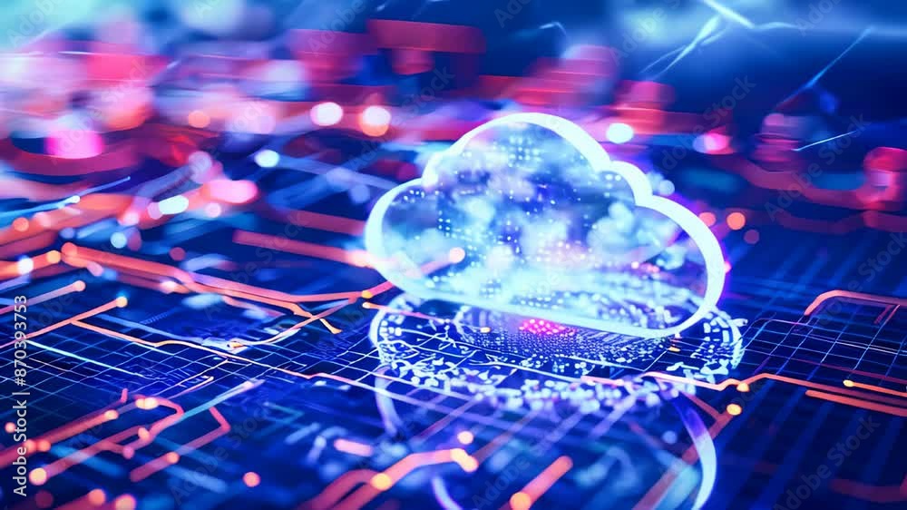 Poster digital information technology abstract background. cloud storage and computing concept animation.