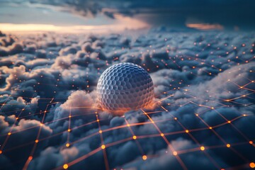 a golf ball in the clouds