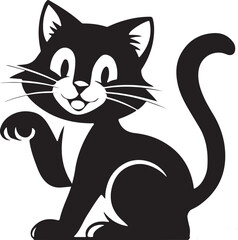 Set of black cats looking out the window. Collection of cartoon cats peeking of the corner. Funny peeking pets. Playful kitten. Vector illustration on white background