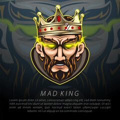 Mad King Emblem Mascot Modern Character Logo Design