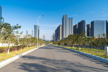 The century avenue of street scene in shanghai Lujiazui,China.