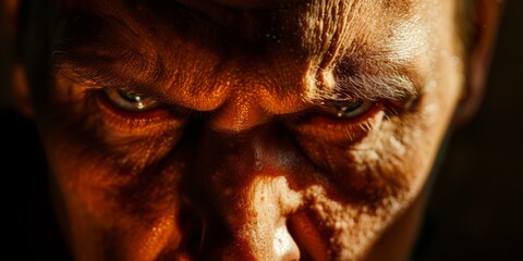 Obraz premium Close-up of an angry man's face. AI.