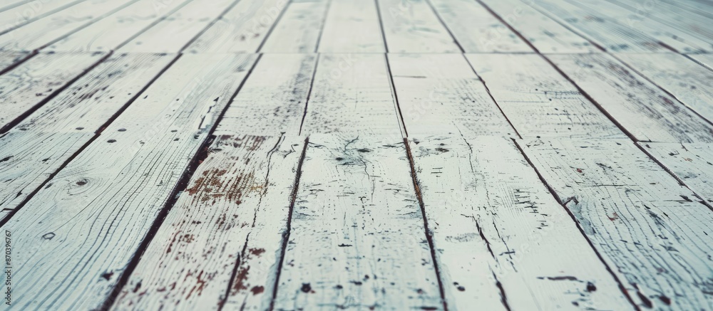 Poster Vintage style wooden flooring with a white hue as an abstract background with a rustic texture, ideal for adding text or images with copy space.