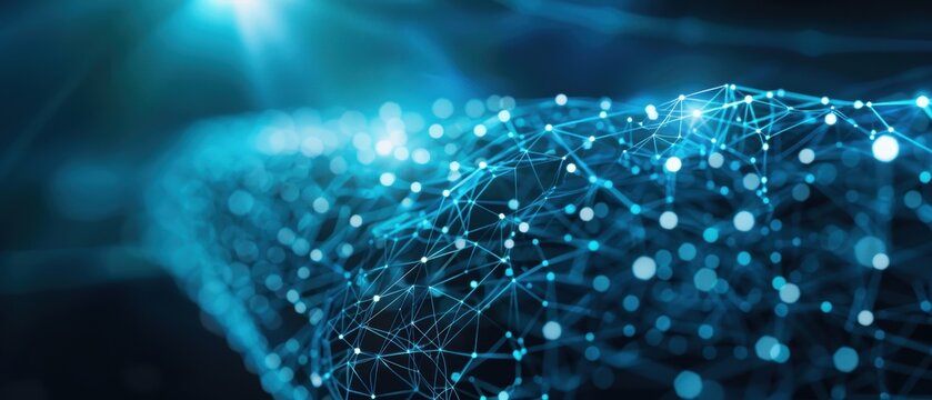 Digital idea network, vibrant nodes, high-tech background, innovative concept