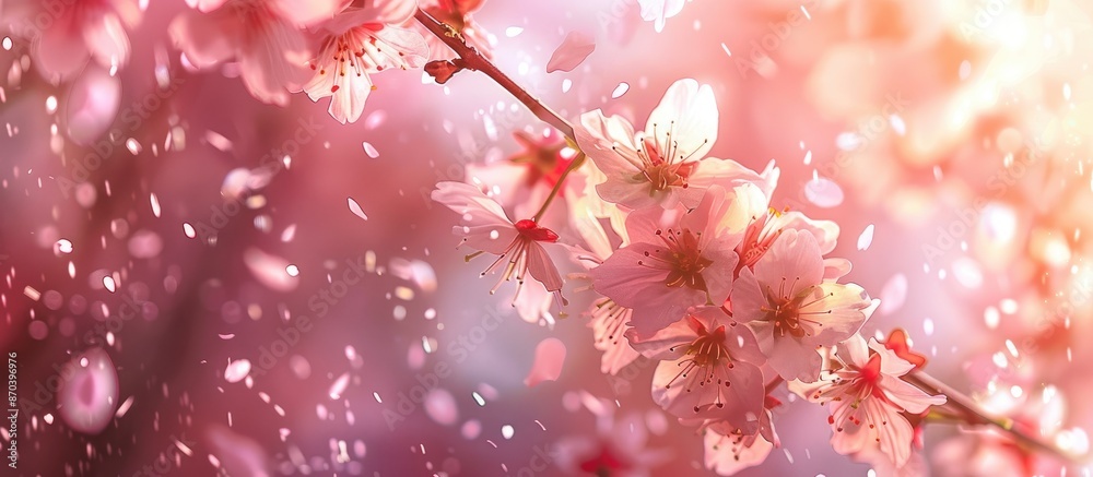 Aufkleber japanese cherry blossoms create a stunning backdrop in spring photographs with abundant copy space i