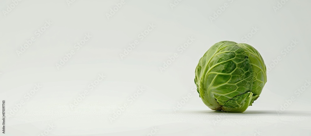 Poster a brussels sprout on a white background with studio lighting, close-up details, and plenty of copy s