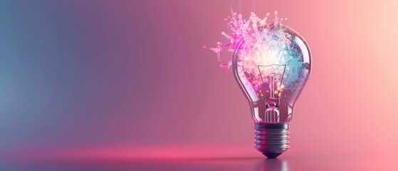 Abstract light bulb, vibrant colors, idea generation, modern design, innovative thinking